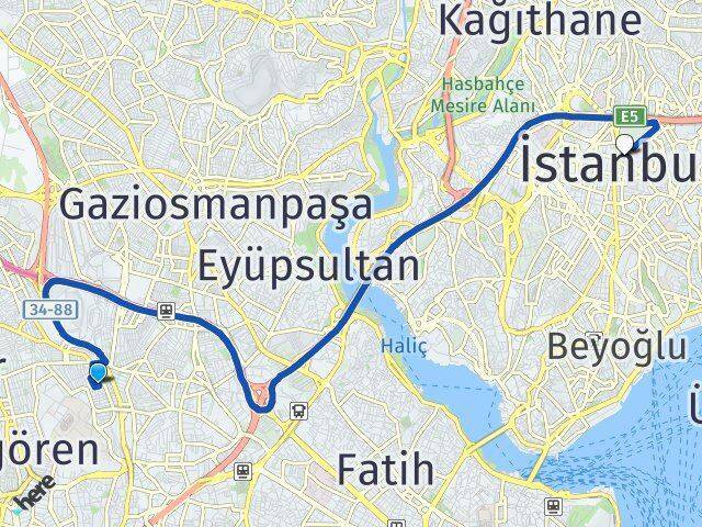 Namık Kemal Şişli Arası Kaç Km - Yol Tarifi