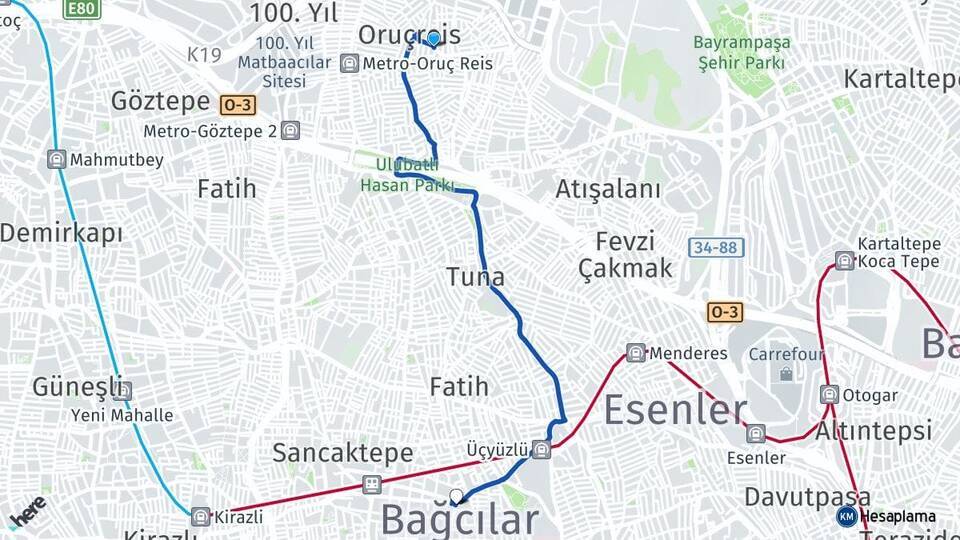 Turgut Reis Bağcılar Arası Kaç Km - Yol Tarifi