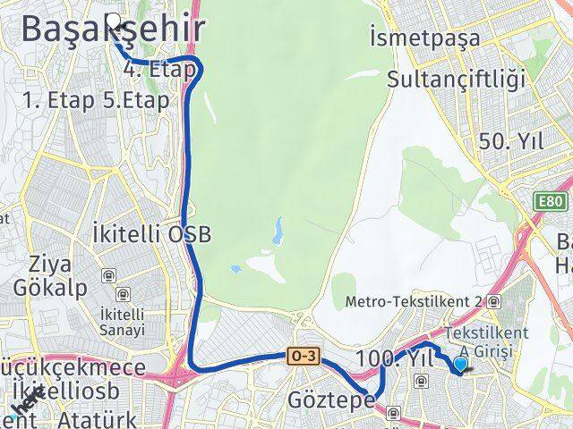 Turgut Reis Başakşehir Arası Kaç Km - Yol Tarifi