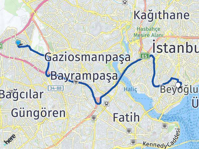 Turgut Reis Beyoğlu Arası Kaç Km - Yol Tarifi