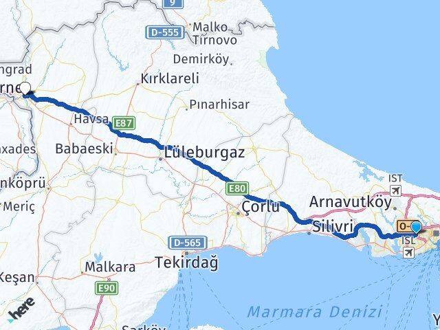 Turgut Reis Edirne Arası Kaç Km - Yol Tarifi