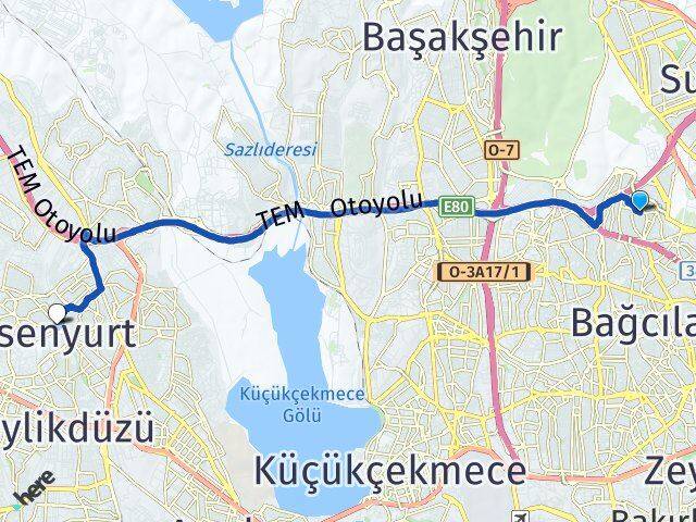 Turgut Reis Esenyurt Arası Kaç Km - Yol Tarifi