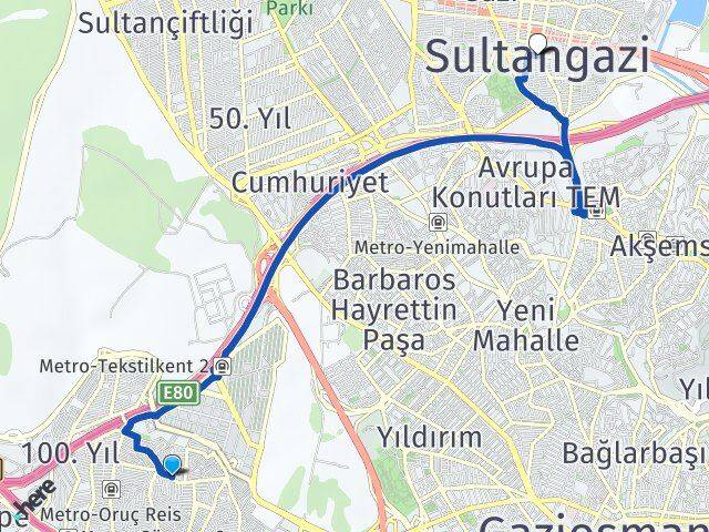 Turgut Reis Sultangazi Arası Kaç Km - Yol Tarifi
