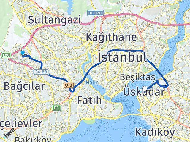 Turgut Reis Üsküdar Arası Kaç Km - Yol Tarifi