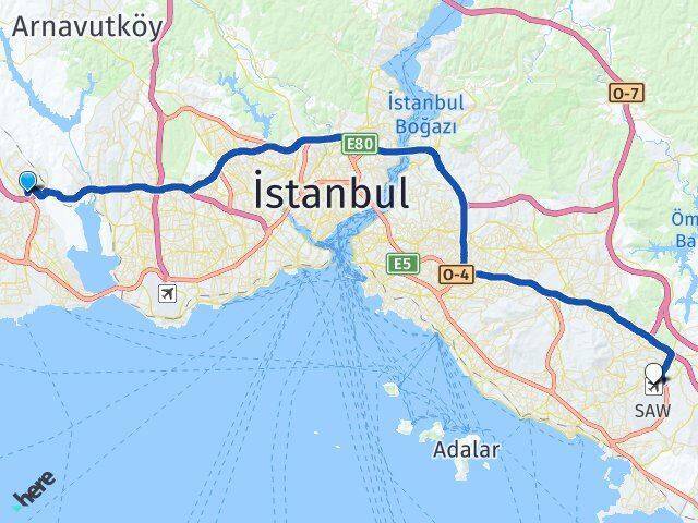 Esenkent Sabiha Gökçen Havalimanı Arası Kaç Km - Yol Tarifi