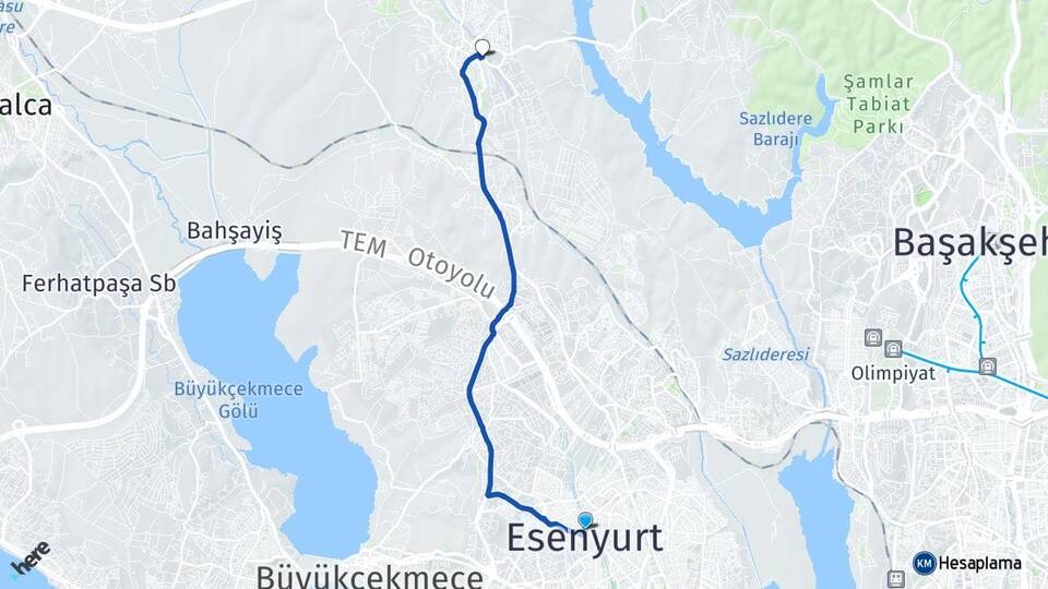 İstanbul Esenyurt Hadımköy Arnavutköy Arası Kaç Km - Yol Haritası