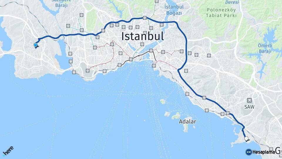 İstanbul Esenyurt Tuzla Arası Kaç Km - Yol Haritası