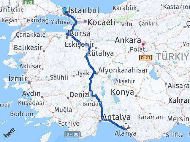 Akşemsettin Alanya Arası Kaç Km - Yol Tarifi