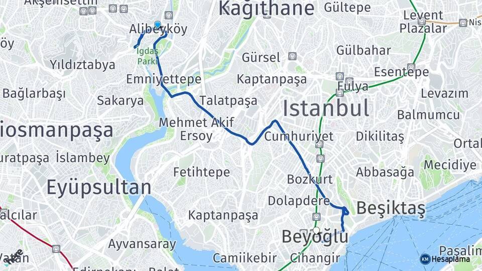 Alibeyköy Beyoğlu Arası Kaç Km - Yol Tarifi