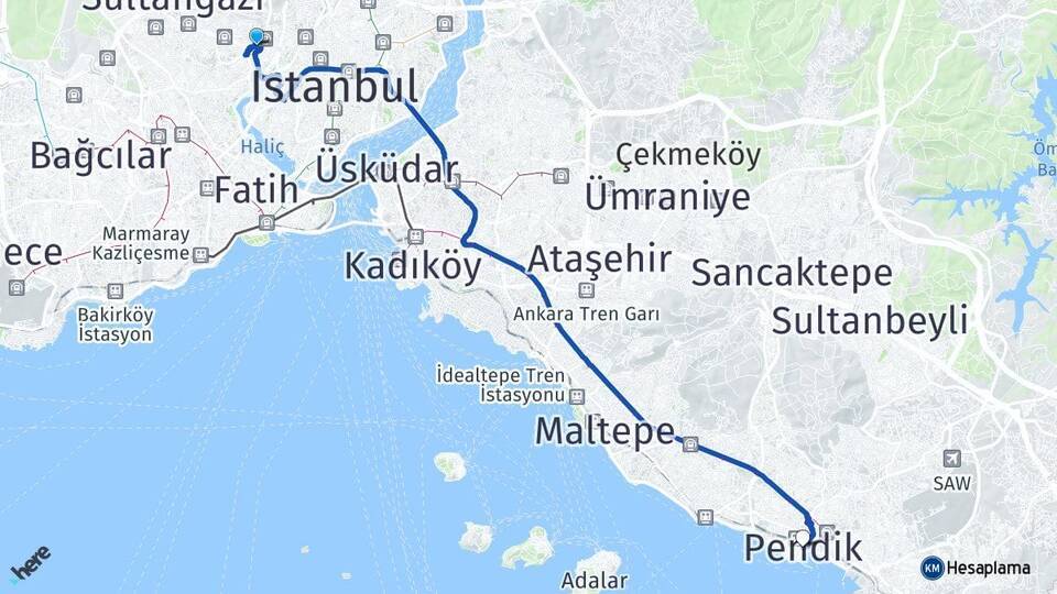 Alibeyköy Pendik Arası Kaç Km - Yol Tarifi