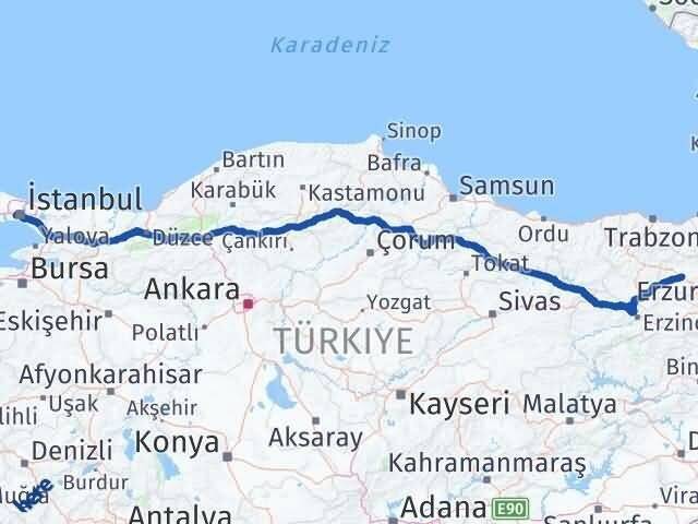 İstanbul Eyüpsultan Bayburt Arası Kaç Km - Yol Haritası