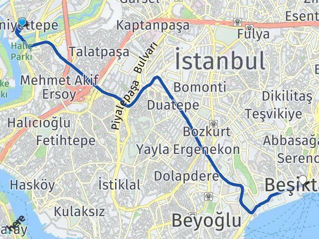 Emniyettepe Beşiktaş Arası Kaç Km - Yol Tarifi