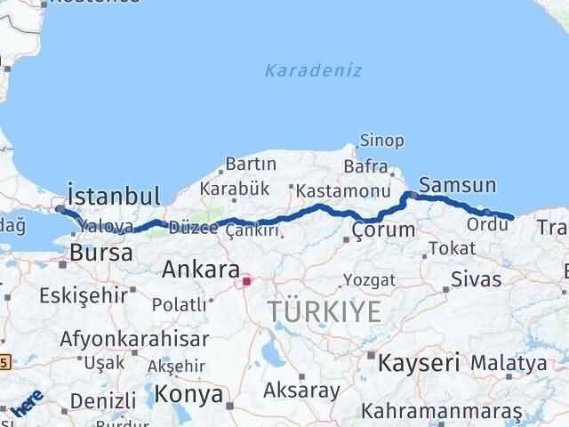 İstanbul Eyüpsultan Giresun Arası Kaç Km - Yol Haritası