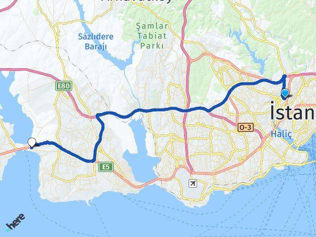 Güzeltepe Büyükçekmece Arası Kaç Km - Yol Tarifi