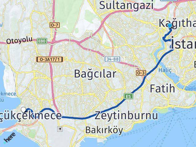Güzeltepe Küçükçekmece Arası Kaç Km - Yol Tarifi