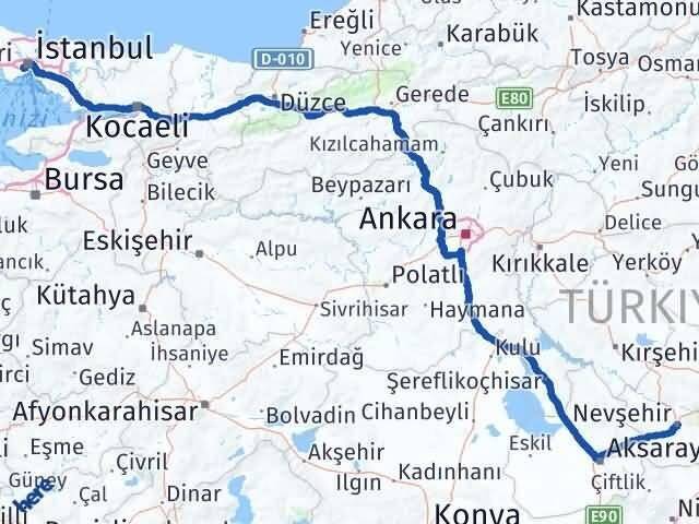 İstanbul Eyüpsultan Nevşehir Arası Kaç Km - Yol Haritası