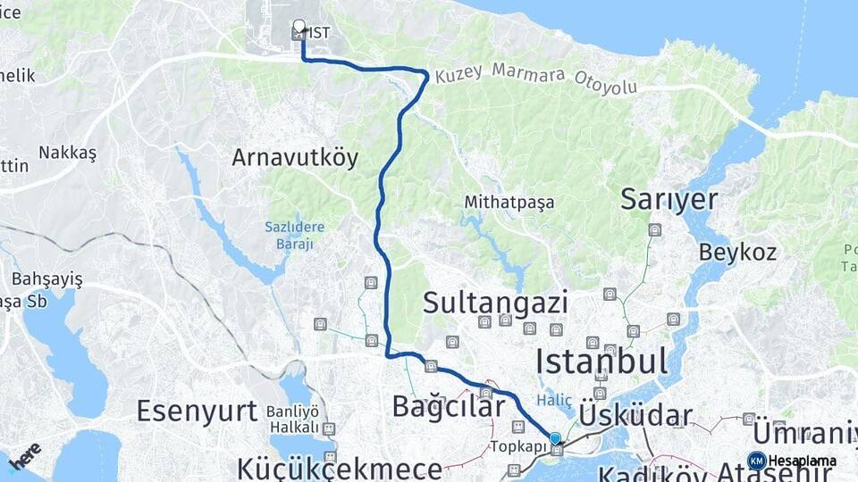 Aksaray İstanbul Havalimanı Arası Kaç Km - Yol Tarifi