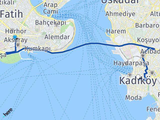 İstanbul Fatih Aksaray Kadıköy Arası Kaç Km - Yol Haritası