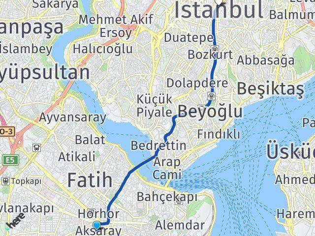 İstanbul Fatih Aksaray Şişli Arası Kaç Km - Yol Haritası