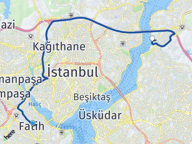 İstanbul Fatih Anadolu Hisarı Beykoz Arası Kaç Km - Yol Haritası