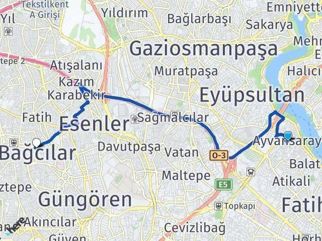 Ayvansaray Bağcılar Arası Kaç Km - Yol Tarifi