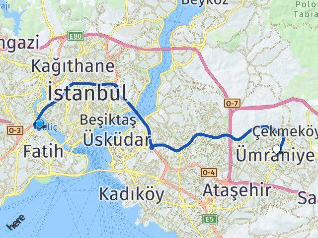 Ayvansaray Ümraniye Arası Kaç Km - Yol Tarifi