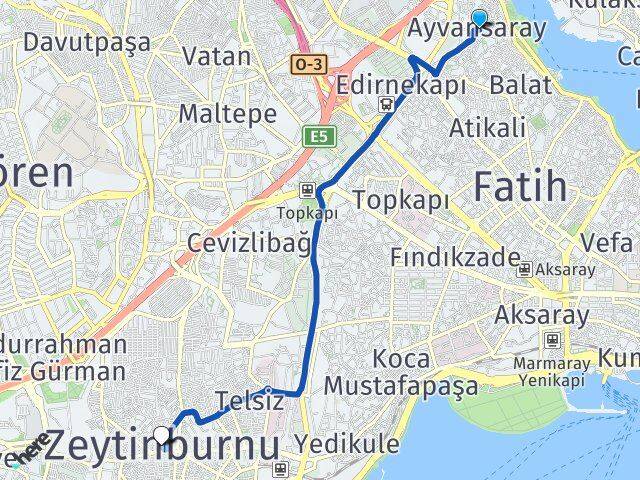 Ayvansaray Zeytinburnu Arası Kaç Km - Yol Tarifi
