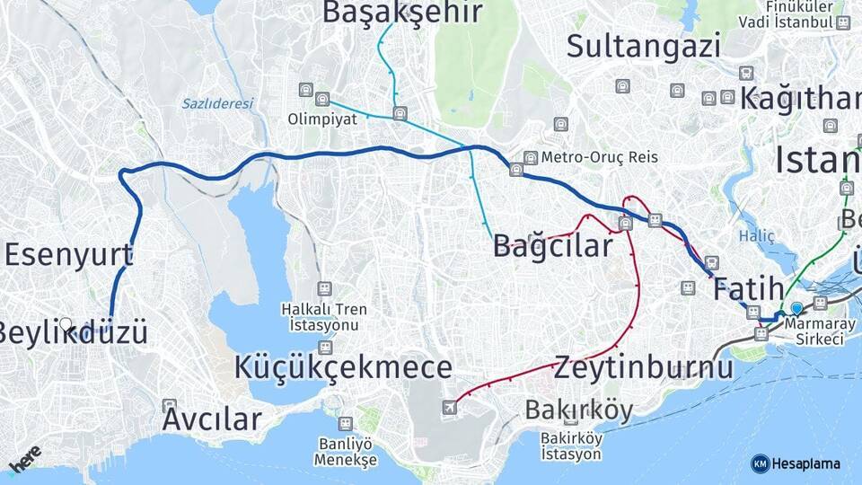 Beyazıt Beylikdüzü Arası Kaç Km - Yol Tarifi