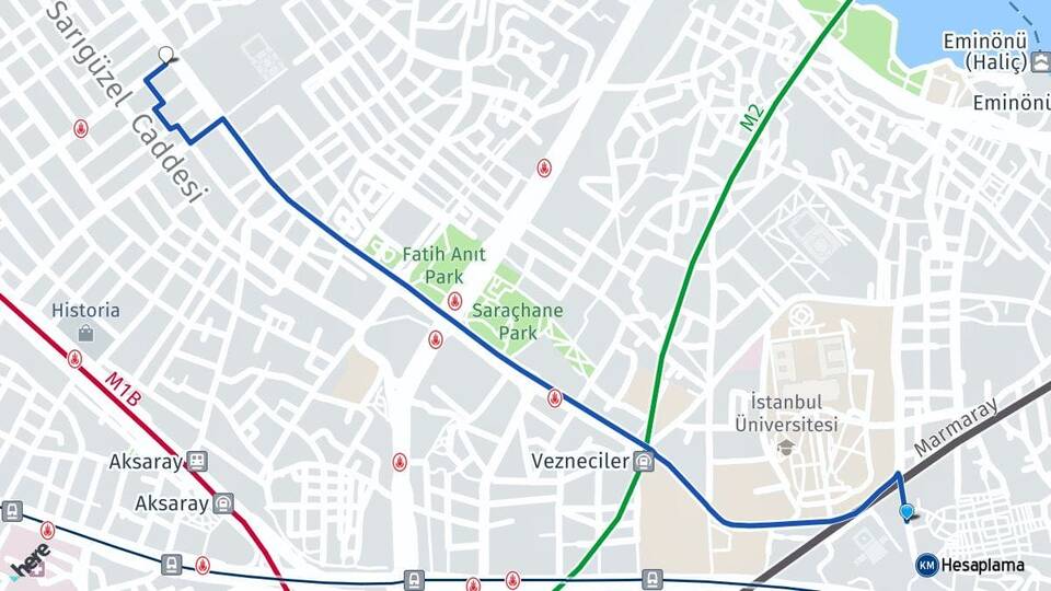 İstanbul Fatih Beyazıt Fatih Arası Kaç Km - Yol Haritası