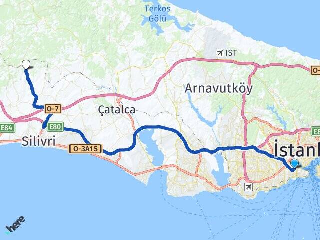 İstanbul Fatih Büyük Sinekli Silivri Arası Kaç Km - Yol Haritası