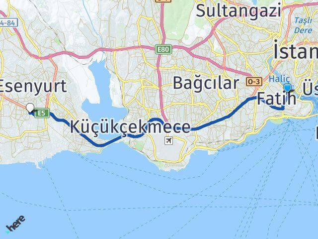 Cibali Beylikdüzü Arası Kaç Km - Yol Tarifi
