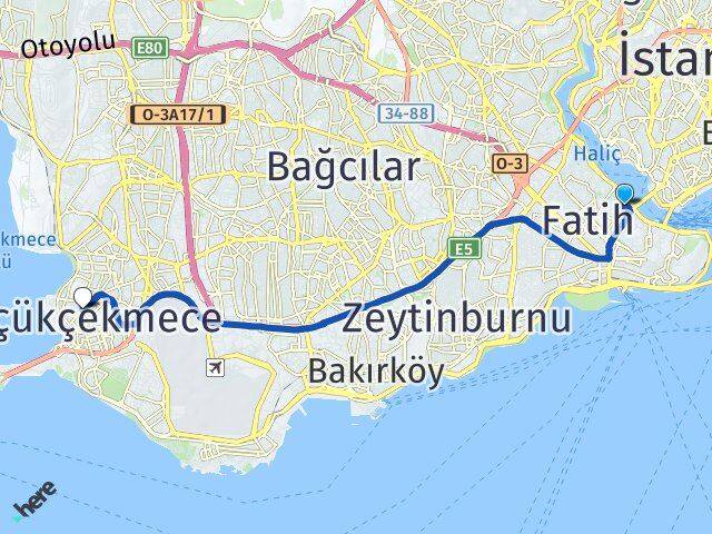Cibali Küçükçekmece Arası Kaç Km - Yol Tarifi
