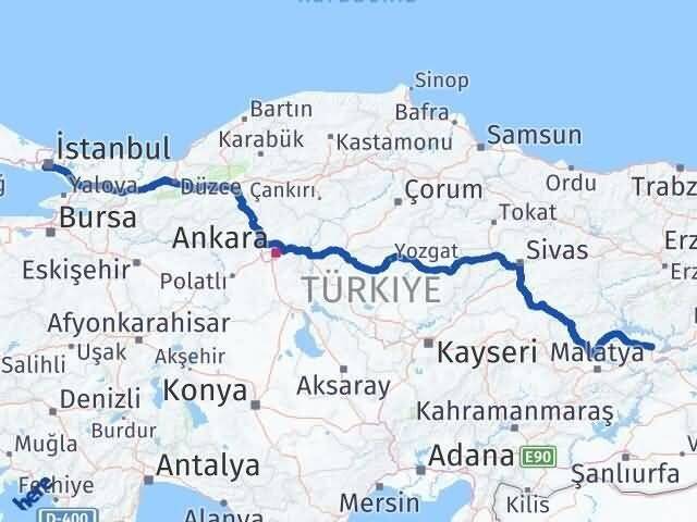İstanbul Fatih Elazığ Arası Kaç Km - Yol Haritası