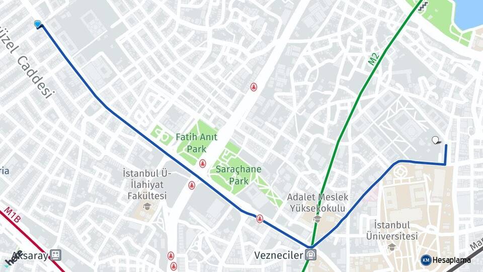 İstanbul Fatih Eminönü Fatih Arası Kaç Km - Yol Haritası