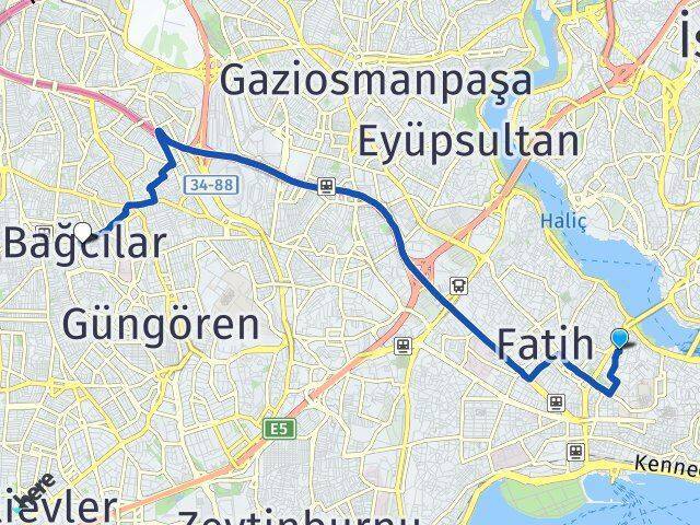 Hacı Kadın Bağcılar Arası Kaç Km - Yol Tarifi