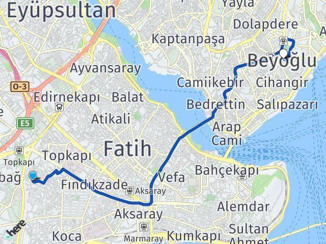 Mevlanakapı Beyoğlu Arası Kaç Km - Yol Tarifi