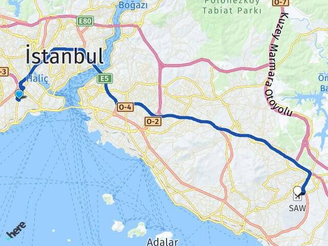 Mevlanakapı Sabiha Gökçen Havalimanı Arası Kaç Km - Yol Tarifi
