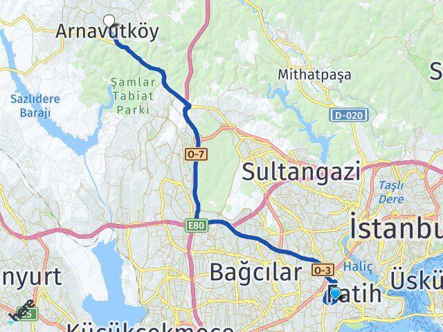 Şehremini Arnavutköy Arası Kaç Km - Yol Tarifi