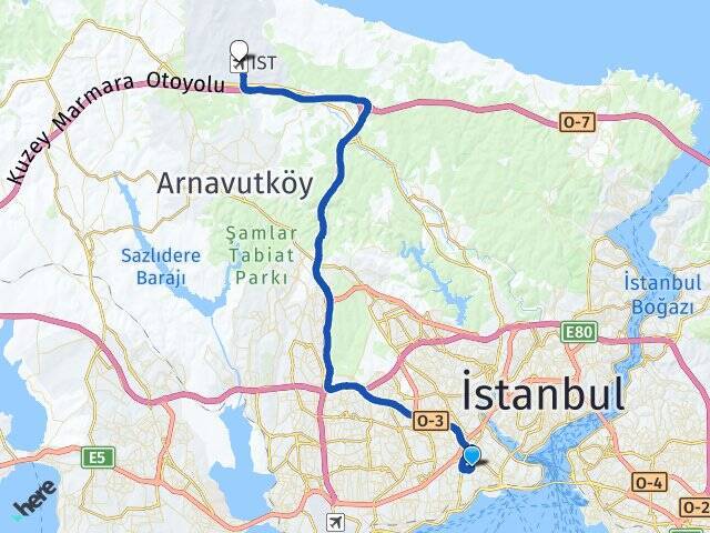 Şehremini İstanbul Havalimanı Arası Kaç Km - Yol Tarifi