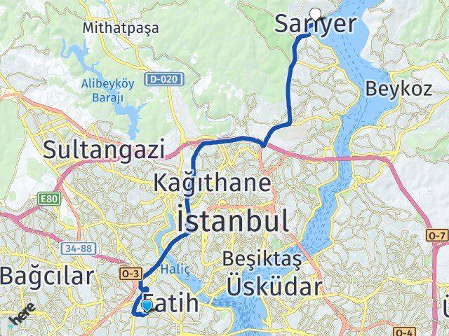 Şehremini Sarıyer Arası Kaç Km - Yol Tarifi