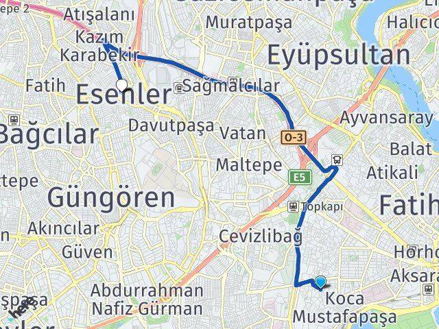 Silivrikapı Esenler Arası Kaç Km - Yol Tarifi