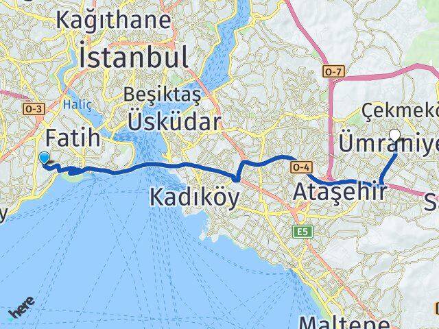 Silivrikapı Ümraniye Arası Kaç Km - Yol Tarifi