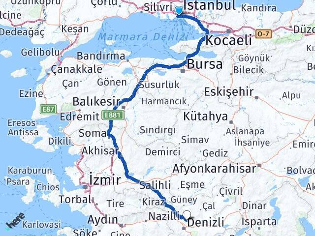 Sirkeci Pamukkale Arası Kaç Km - Yol Tarifi