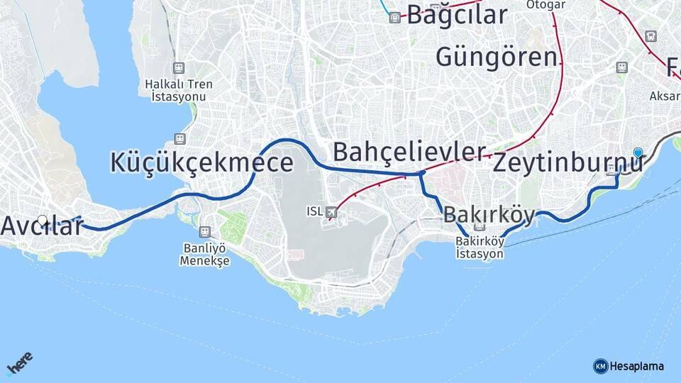 Yedikule Avcılar Arası Kaç Km - Yol Tarifi