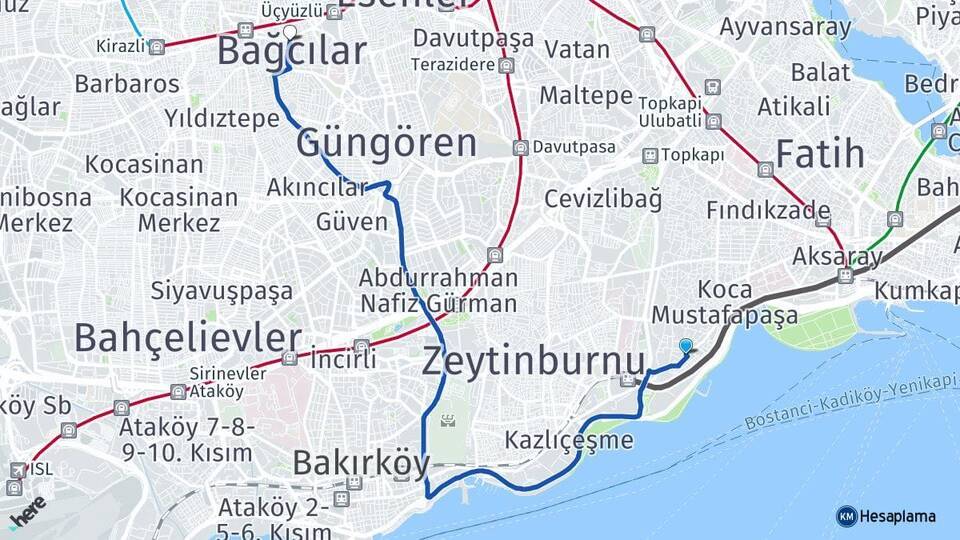Yedikule Bağcılar Arası Kaç Km - Yol Tarifi