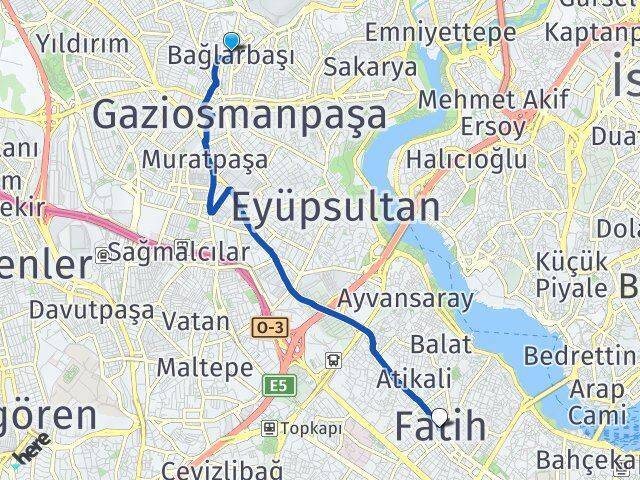 Bağlarbaşı Fatih Arası Kaç Km - Yol Tarifi