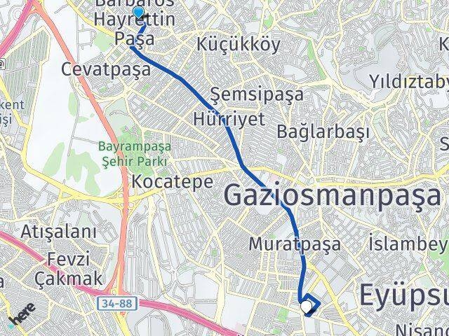 Barbaros Hayrettin Paşa Bayrampaşa Arası Kaç Km - Yol Tarifi