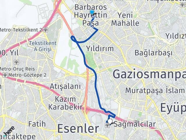 Barbaros Hayrettin Paşa Esenler Otogarı Arası Kaç Km - Yol Tarifi