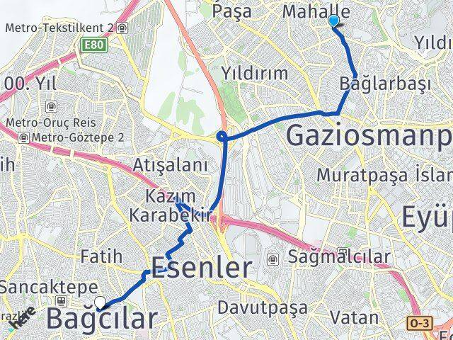 Fevzi Çakmak Bağcılar Arası Kaç Km - Yol Tarifi