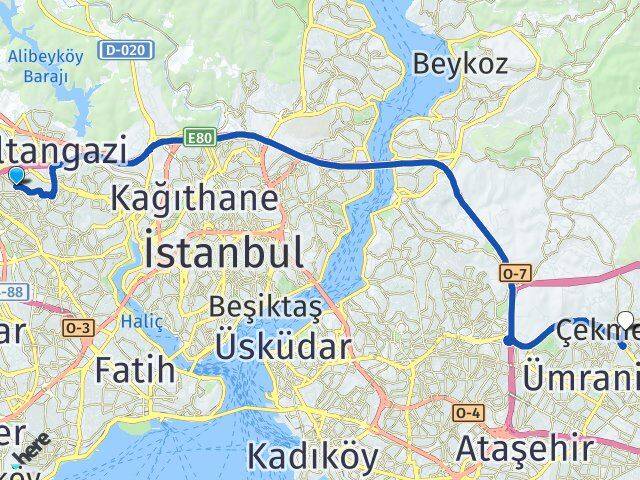 Karadeniz Çekmeköy Arası Kaç Km - Yol Tarifi